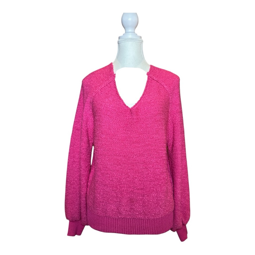 Code x Mode Vibrant Pink Crew Neck Sweater with Relaxed Fit
